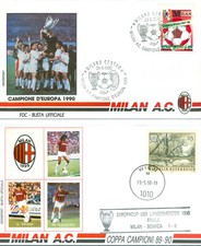 SET 2 BUSTE FILATELICHE MILAN CAMPIONE D'EUROPA 1990