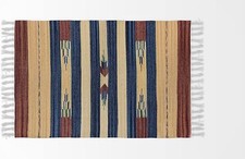 Tappeto Kilim Fresco 100% Cotone Indiano con Frange per Cucina Salotto Camera