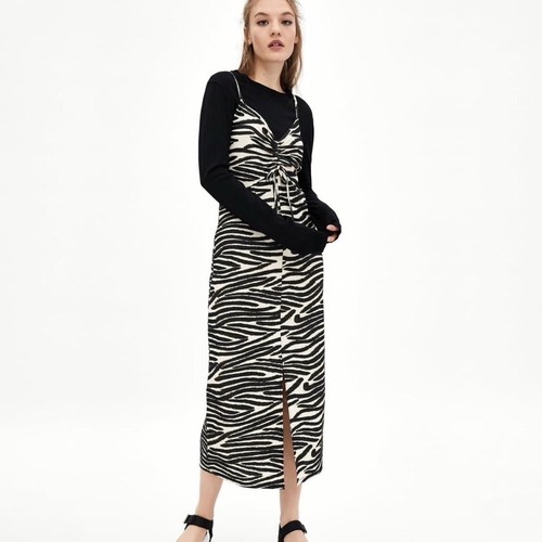Abito midi zara stampa - midi, zebrata