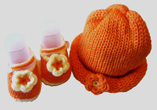 SCARPE E CAPPELLINO PER NEONATO 0/3 MESI LANA PER BAMBINI UNCINETTO/CROCHET