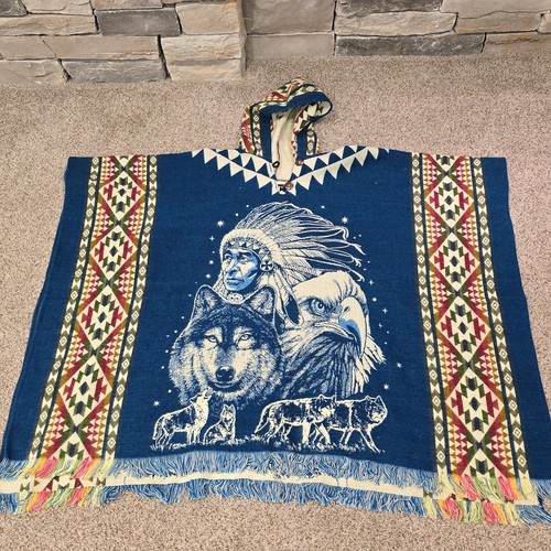 Poncho con cappuccio lana - cappuccio,