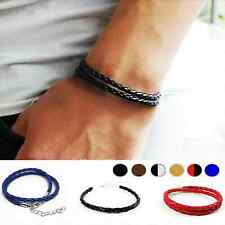 Bracciale cuoio intrecciato 1-2 Giri nero corda in pelle braccialetto uomo donna