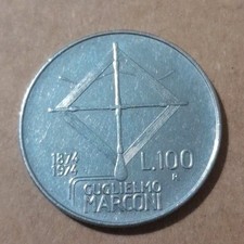 100 Lire Anno 1974 Centenario Guglielmo Marconi 