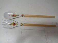 Royal Albert Old Country Roses forchetta e cucchiaio per insalata