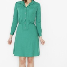 Vestito vintage anni 70 a maniche lunghe verde taglia XS