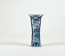 VASO IN CERAMICA BIANCO E BLU ANNI 50 CON DISEGNI OLANDESI
