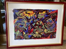 ARTISTA SARDO - LITOGRAFIA A COLORI DI FOISO FOIS " GIRASOLI " FIRMATA  1977