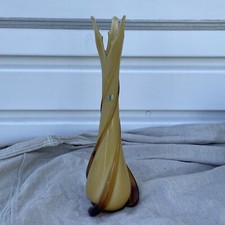 BEAUTIFUL VTG ENESCO ITALIA IMPORTS MCM 14” ART GLASS THREE FINGERED SWUNG VASE