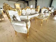Set Divano Beige Francese Luigi Barocco Set Divano Fatto a Mano Finitura Oro Arredamento Casa