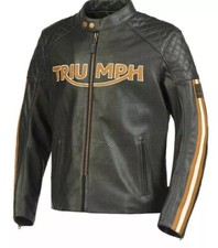 Nuova giacca in pelle TRIUMPH moto racing biker, giacca in pelle MotoGP Speed biker.