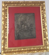 Icona ottone Madonna del Rosario Santa Chiara San Domenico bassorilievo quadro