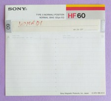 CUSTODIA Inlay MC Musicassetta SONY HF 60 Compact Cassette Tape USATA 