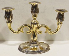 Candelabro In Ottone Argentato A Tre Bracci 24Cm X 29Cm Oggetto Da Collezione