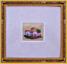 deliz. miniatura punto croce casette stupenda cornice 