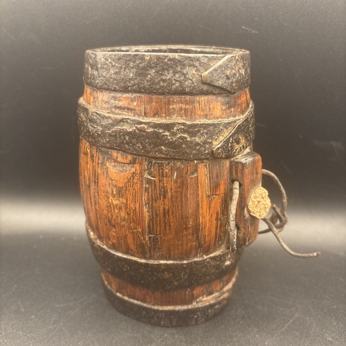 Small wooden barrel keg iron - small,