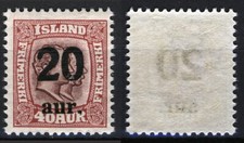 Iceland 1921, Overprint 20Aur