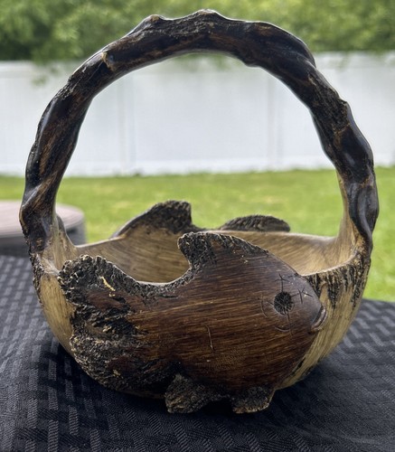 Pesce cesto legno intagliato - pesce,