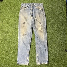 Jeans vintage Carhartt coperta foderata in flanella taglia 34x36 invecchiato trafilato anni 90 