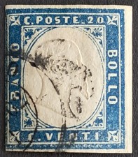 [FRGN.0053] TRANSITORI REGNO 1861 20c. Azzurro Oltremare [S.15Dc] USATO