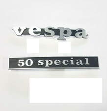 TARGHETTA SCRITTA STEMMA ANTERIORE POSTERIORE VESPA 50 SPECIAL ALLUMINIO