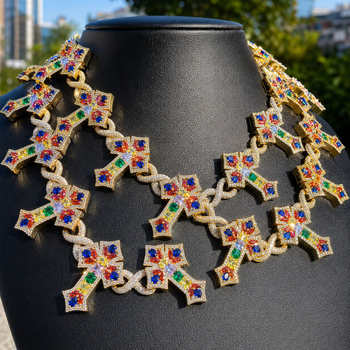 Collana catena maglia croce