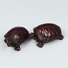 SCULTURA STATUINA SOPRAMMOBILE coppia di Tartarughe in Resina Portafortuna -