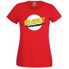 Youth Designz Bazinga Damen T-Shirt Sheldon Big Bang Nerd Cooper Spruch Lustig