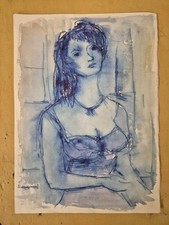 SIMONAZZI acquarello ritratto di donna figura ragazza