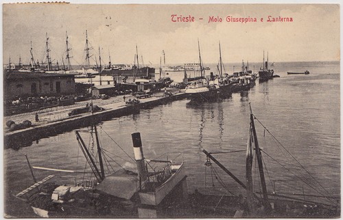 1910 cartolina trieste molo - cartolina,