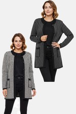 Cardigan donna misto lana lungo a cappottino con tasche made in Italy LADY J