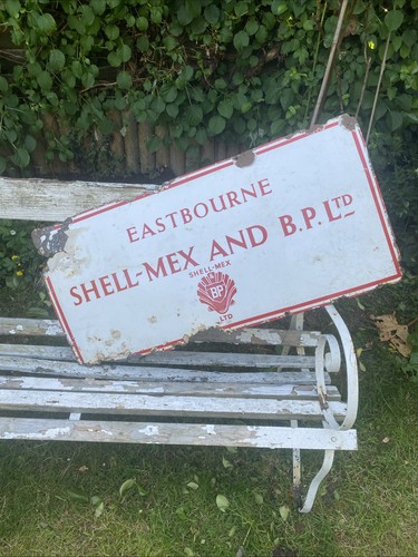 Vintage enamel sign - shell, mex
