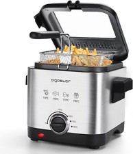 Aigostar Fries 30IZD - Friggitrice compatta da 1,5 L in acciaio inox, 900 watt