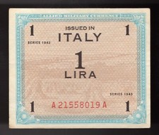 1943 Italy 1 Lira WWII Allied