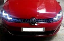 FARI VW  GOLF 7 ANGEL EYES LED DAYLINE NERI DRL R87 CON FRECCE A LED 2012>2017