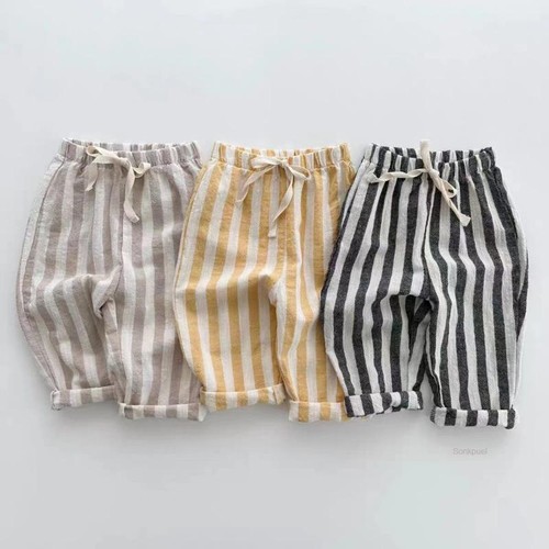 Pantalone lino cotone righe
