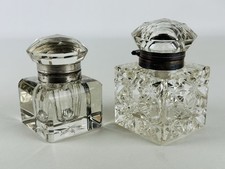 Due Antichi Calamai In Cristallo Da Scrivania Epoca Inizio XX Sec.