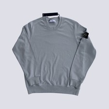 Felpa basic uomo Stone Island con toppa logo cotone grigio