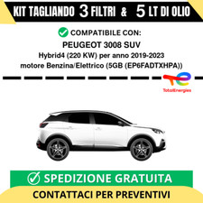 Tagliando per PEUGEOT 3008 SUV Hybrid4 220 kw - 5 Lt di TOTAL + 3 Filtri anno...