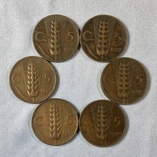 Lotto 6 monete 5 CENT. LIRA