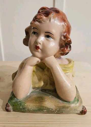 Busto bambina gesso dipinto - busto,