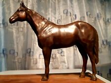 SCULTURA CAVALLO IN ANTIMONIO - STATUA CAVALLO BASE IN LEGNO