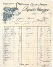 1908 TORINO Galleria Subalpina - Giuseppe DEPETRIS - Fabbrica seterie - Fattura
