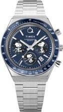 Orologio Uomo TIMEX PEANUTS Q TW2Y45300 Chrono Acciaio Inossidabile Blu Snoopy
