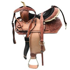 Set senza sella per cavalli a botte western in pelle per bambini-giovani | da 10" a 13"