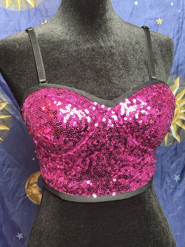 Hot pink sequin black bandage - hot,