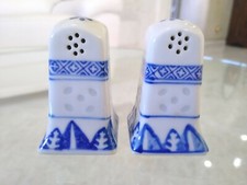 Spargi sale e pepe in ceramica bianco blu vintage menage spezie shabby chic
