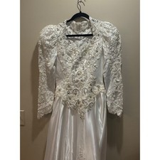 Abito da sposa vintage Ginza manica lunga perline pizzo applique bianco
