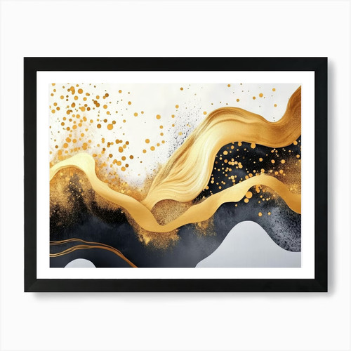 Quadro astratto forme dorate - , e