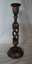 Antico portacandele o lampada del kashmir - design a fiori neri, rossi e dorati