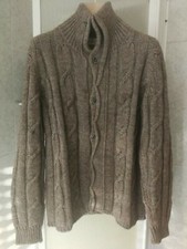 SPINA NEW HANDMADE FADED WOVEN WOOL TURLENECK SWEATER BLAZER CARDIGAN JACKET 